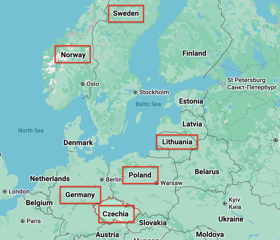 Places from which most of Mike's ancestors emigrated