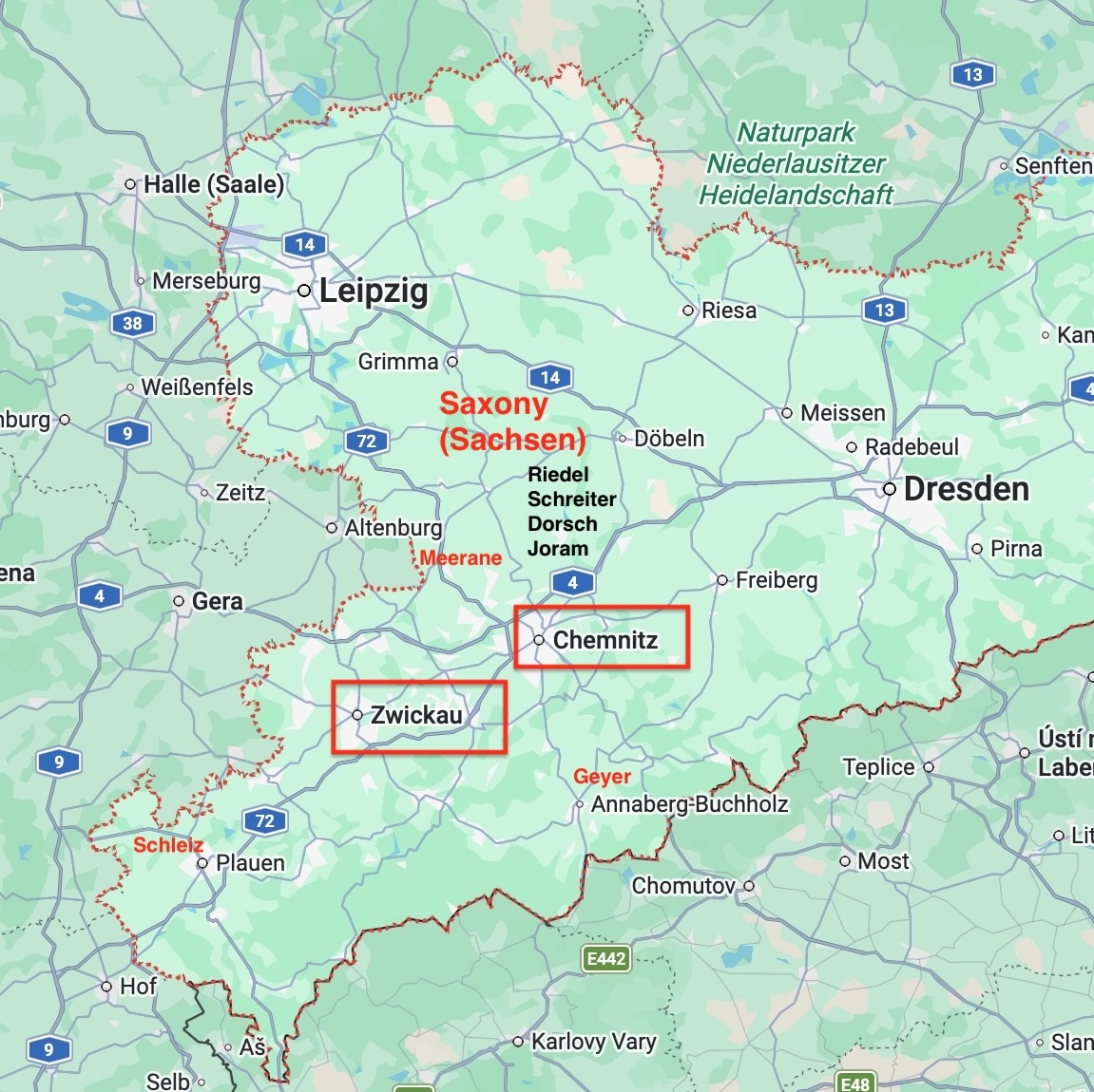 Saxony (Sachsen), Germany, where many of the Riedel ancestors were born