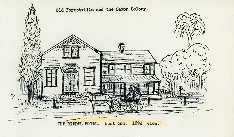 Drawing of the 'West End Hotel', Forestville, Michigan