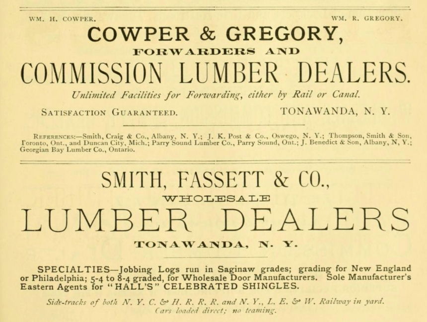 Lumber ads from 1880