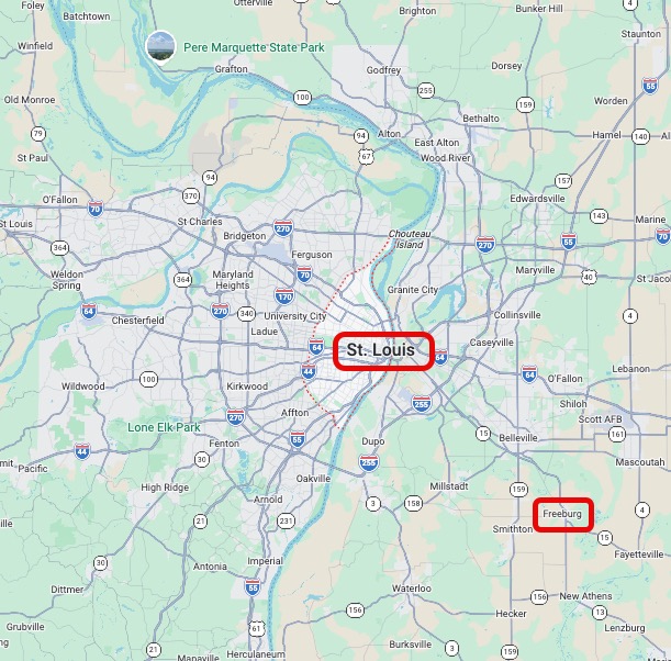 St Louis and Freeburg, Illinois