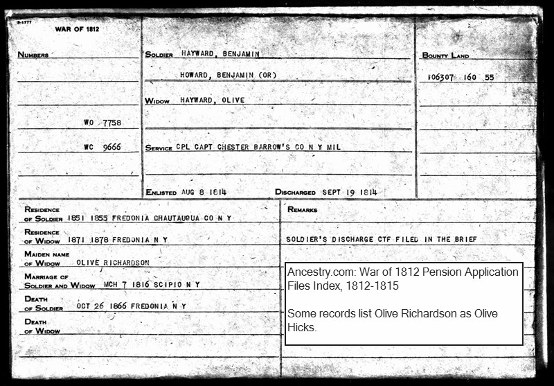 Olive Richardson Hayward’s pension application