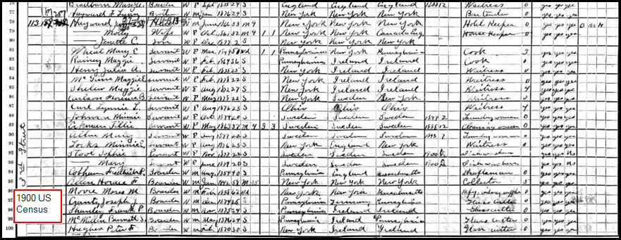 1900 U.S. census record for James S. Hayward