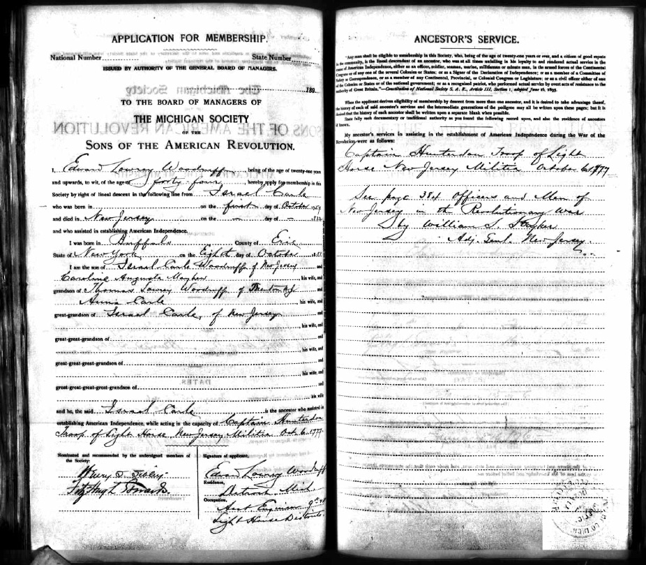 Sons of the American Revolution application