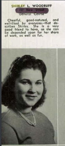 Shirley in highschool yearbook